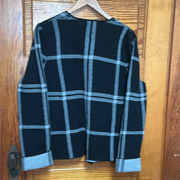 Rain Black & gray open front sweater with cuffed sleeves and 2 open pockets L - Picture 5 of 6